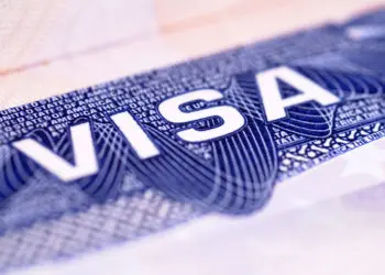 Macro Image of the word "Visa"